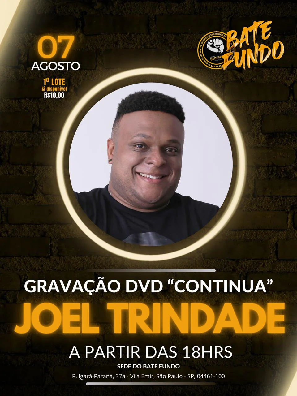 GRAVAÇÃO DVD "CONTINUA CANTOR" CANTOR  JOEL TRINDADE