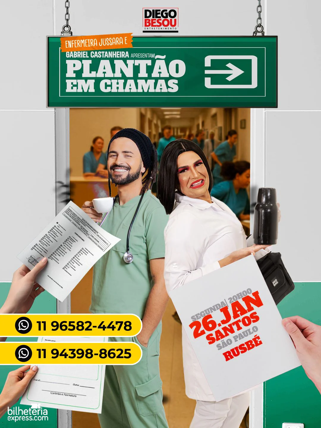 Enfermeira Jussara e Gabriel Castanheira em Santos