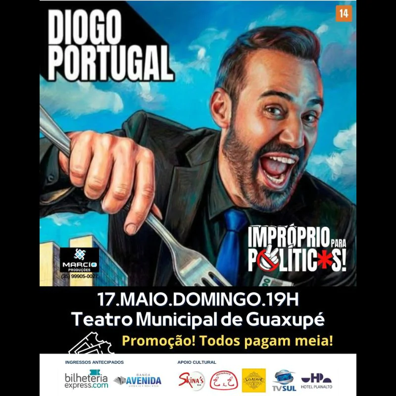 Stand-up com Diogo Portugal no Teatro Municipal de Guaxupé
