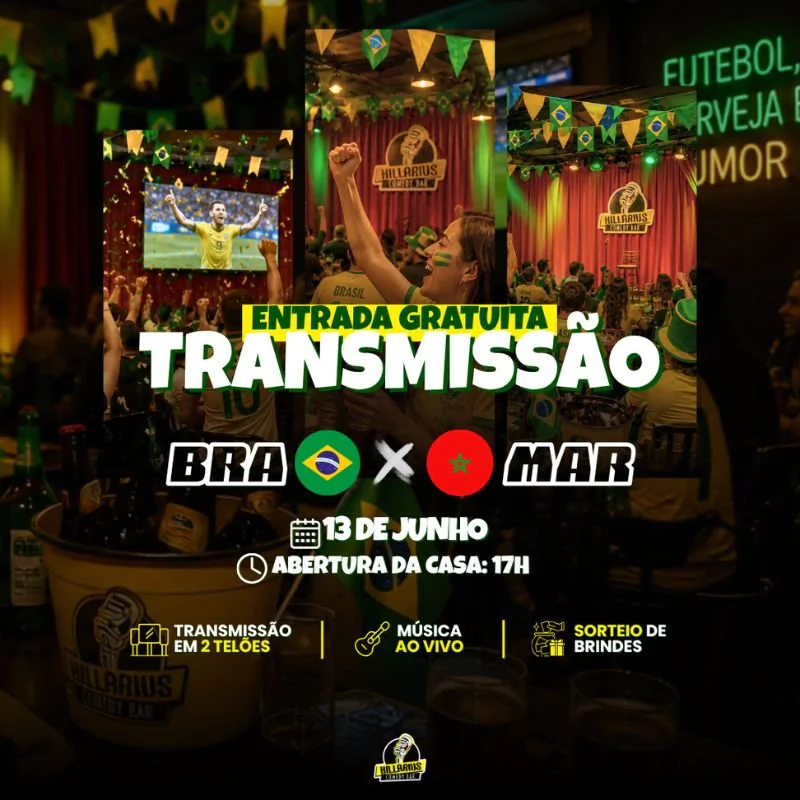 Entrada Gratuita - Transmissão Brasil x Marrocos