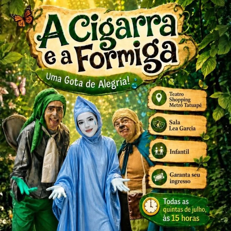 A Cigarra e a Formiga em uma gota de alegria