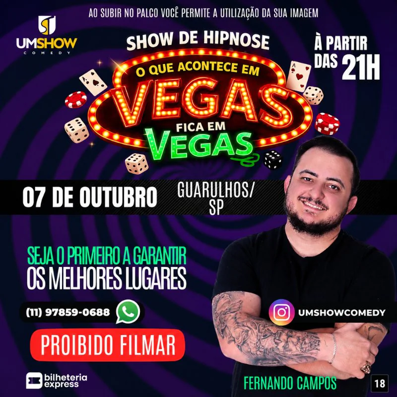 Show de Hipnose Cômica Para Maiores com Fernando Di Campos em Guarulhos