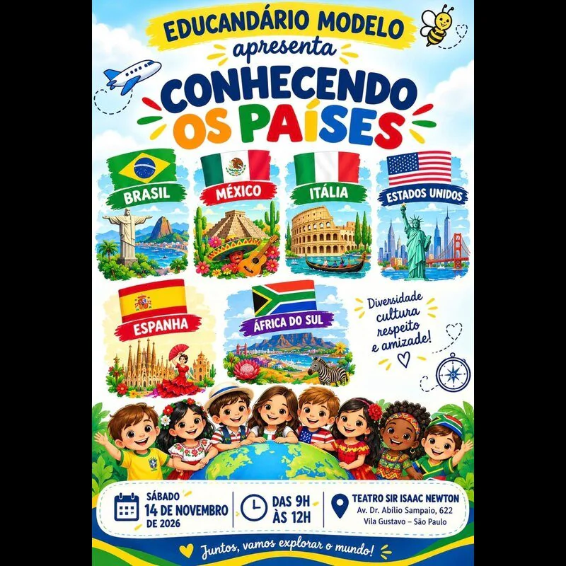 Formatura e Festa de Encerramento - Educandário Modelo tema - Conhecendo os Países