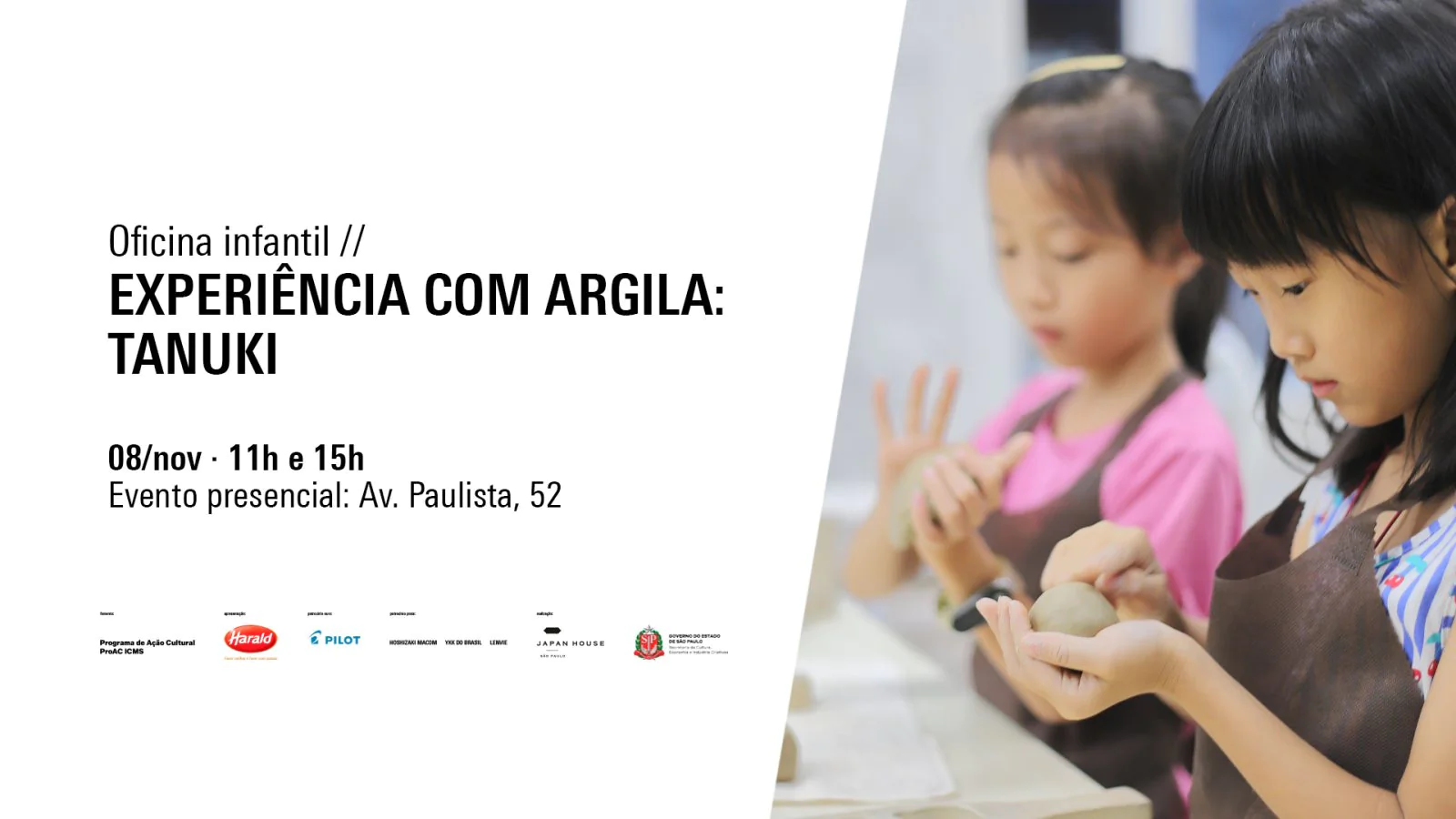 Oficina infantil | Experiência com argila: Tanuki