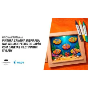 Oficina criativa -  Pintura criativa inspirada nas águas e peixes do Japão com canetas Pilot Pintor e Vlady	